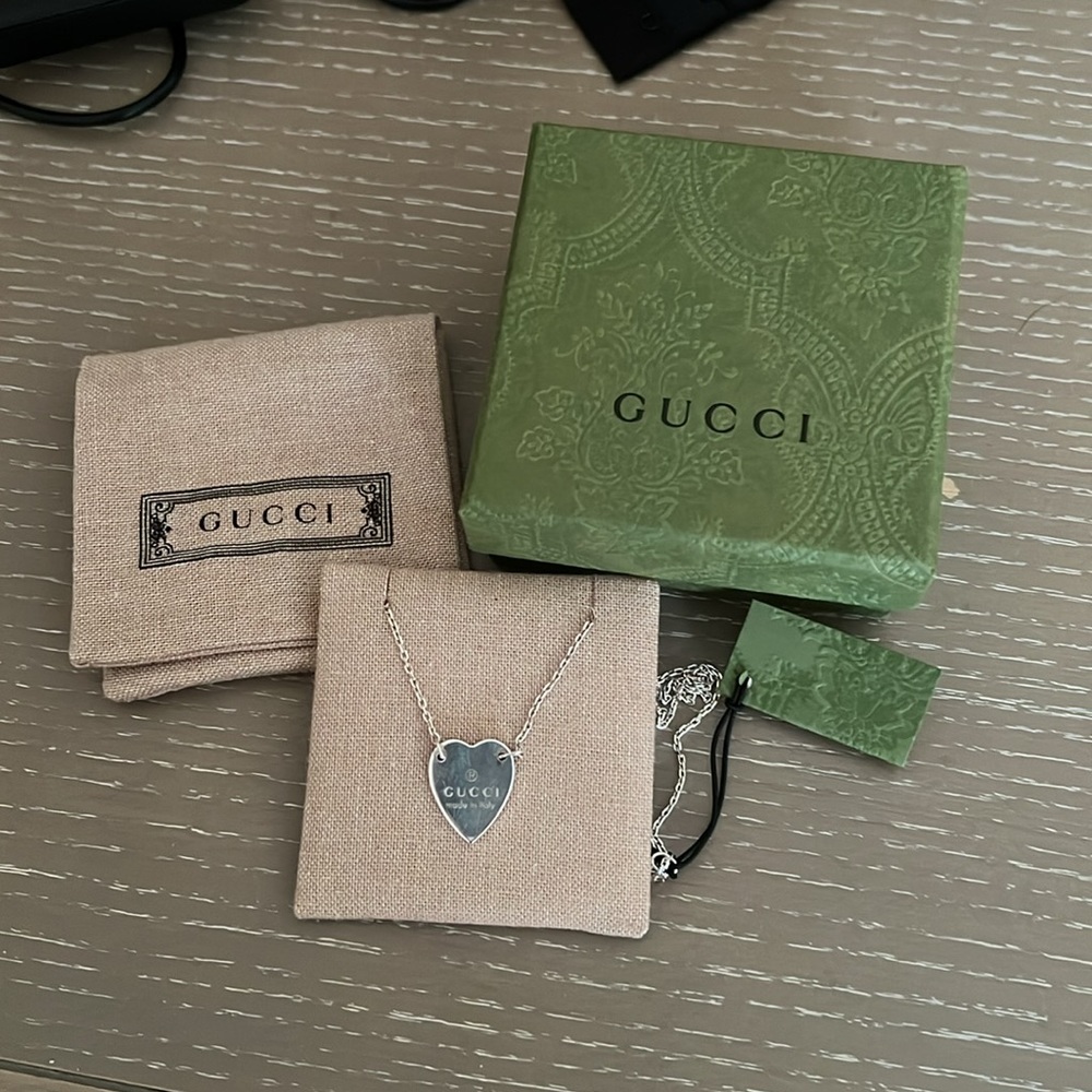 Sterling Sliver Gucci Heart Necklace